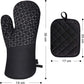 Oven Mitts - 4-piece - Professional Oven Gloves - Practical Pot Holders - Cooking Gloves - Heat Resistant - Christmas Gift - Fire Retardant - heat - insulation - Comfortable - Safe - very for Festivals / Parties / Baking / Grilling