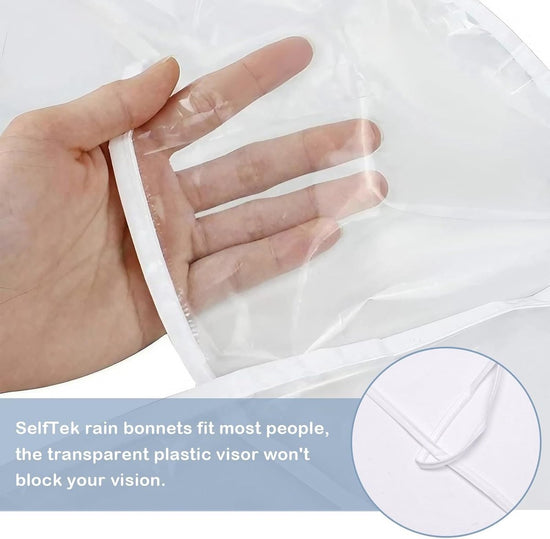 Waterproof Hat - 2-Piece - Portable Rain Cover - Protect Your Hair - Rain Hat - Head Umbrella - Foldable - Rain - Rainproof - Outdoor - White and Black - for Festival / Halloween / World Cup / King&