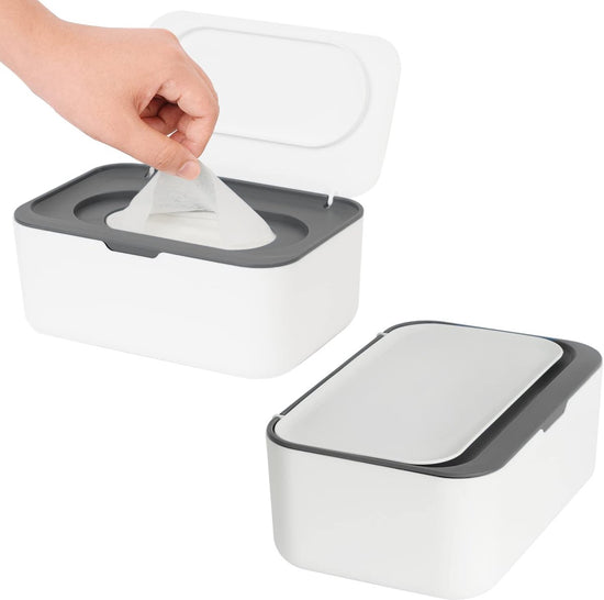 Wet wipes dispenser - 2 Pieces - Wipe box - Wet Toilet Paper Holder - Wet wipes storage box - Wipes Dispenser - Wipe holder for Baby & Adult - Refillable Wipe Container - Keeps Wipes Fresh - White
