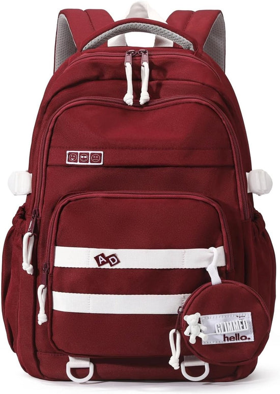 Waterproof backpack for girls - Girl Backpack - School backpack - lightweight school bag - School bag - Girls School Student School Bag - Large capacity backpacks for Girls and Boys - Teenagers - High School backpacks - Red