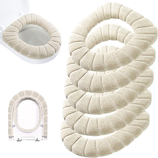 5-Piece Toilet Seat Cover - Toilet Seat Cover - Soft Toilet Seat - Toilet Cover - Toilet Seat Cover - WC Seat Cover - Universal Toilet Seat Cover - toilet seat cover - Reusable - Universal Fit - For Most Toilet Seats - White
