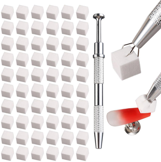 Nail Sponge SET - 100 Pieces - Nail Sponge with Metal Gripper - Soft Nail Sponges - Ombre Nail Brush - Nail Tools - For Gradient and Halo Nail Art - Professional Nail Tools and Accessories