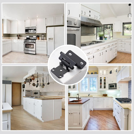 pieces - Hinges - Kitchen cabinet hinges - Cabinet door hinges - Furniture hinges - Flap hinge - Interior door hinges - surface-mounted hinges for kitchen cabinets - semi-concealed cabinet hinges - with screws - for cabinet doors, cabinets - black
