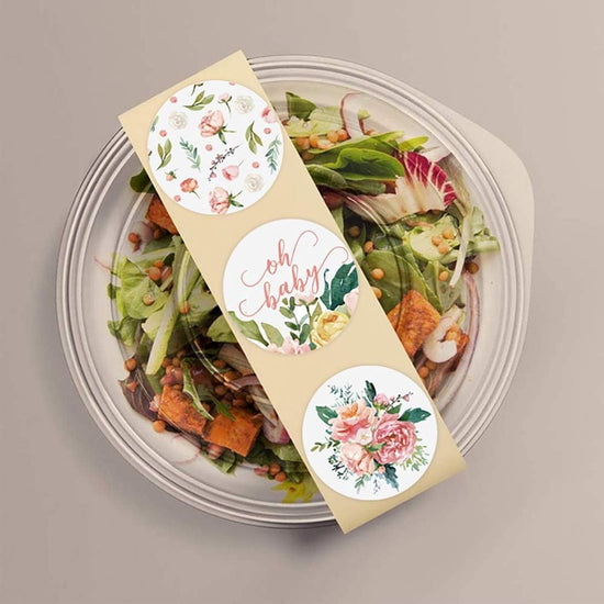 Label - 2 rolls (1000 pieces per roll) - Sealing sticker - Sealing sticker - Sticker - Flower stickers - Envelope sealing sticker - Gift sealing - Coded label stickers - self-adhesive labels - for gifts, wedding, birthday, party, packaging