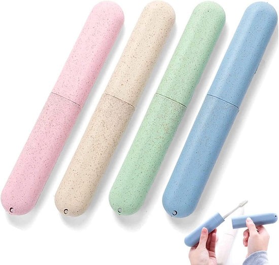 4 pieces - Toothbrush Case - Portable Toothbrush Box - Travel Toothbrush Box - Travel Toothbrush Bag - Toothbrushes Toothbrush Box - for travel, camping, school - blue, green, pink, beige