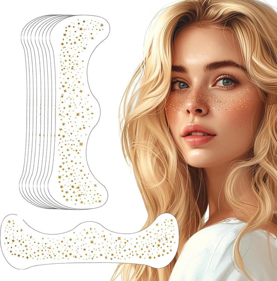 10 pieces - Temporary Glitter Face Tattoos - Glitter makeup stickers - Gold freckle face stickers - Self-adhesive Tattoos for Adults - Gold glitter freckle face stickers - Festival Glitters - Face stickers