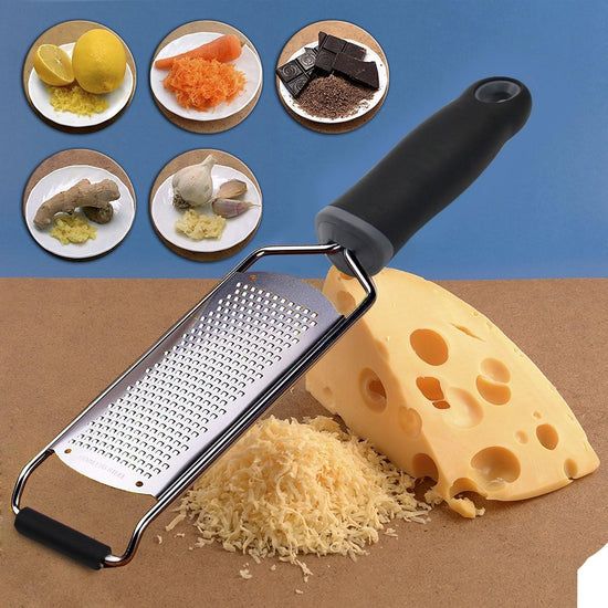 Zester - Lemon grater - Cheese grater - Ginger grater - Garlic grater - Long hand grater - Grater - Wide grater - for citrus fruits, cheese, ginger and dried cheese - 31*6.5 cm - black