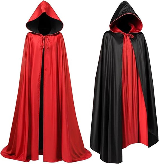 Red Halloween cape - alloween cosplay costume - Unisex reversible cape with hood - robe - Grim Reaper&