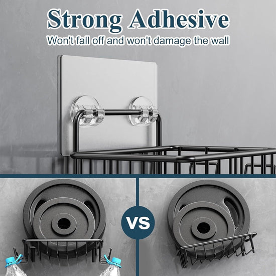 Soap Holders - 2 Pieces - Hanging Soap Holder - Soap Dish - Soap Holder for Shower Wall with 4 Hooks - Stainless Steel - Soap Holder with Drain - Small Soap Dish - Wall Mounting - Portable - Bathroom Accessories - Shower - No Drilling Required - Self-Adhe