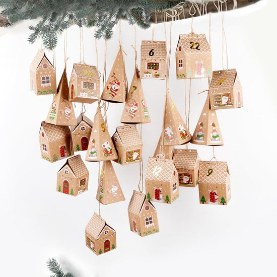 24 Pieces Advent Calendar Gift Boxes - Christmas Treat Boxes Gift Packaging - Triangular Advent Calendar Gift Boxes - Christmas - Number Stickers - DIY Advent Calendar - Party and Gift Box for Candy Gift Decorations