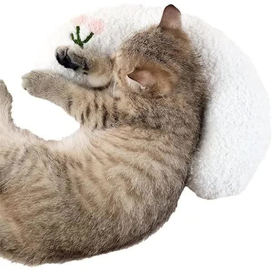 Pet Pillow for Cats and Dogs, White U-Shaped Headrest, Pet Fur Resistant, Tear and Bite Resistant, for Play and Relief
