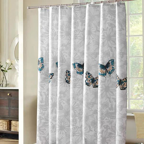Shower Curtain 220x200cm Bathroom Curtain with Hooks Mildew Resistant