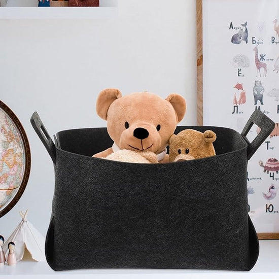 Storage Basket - Storage Box - Clothes Organizer - Wardrobe - 18*13*11cm - Small Storage Basket - Laundry Basket - Laundry Bag - Felt Cloth - Black - Home Decor - Storage Box - Closet Organizer