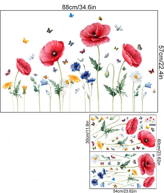 Static window sticker - window sticker - Wall decoration - 30*54cm - flower plant - PVC - colorful