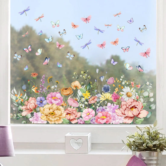 Static window sticker - window sticker - Wall decoration - 30*60cm - flower plant - PVC - C