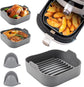 Airfryer accessories - Silicone baking dish - Hot air fryer - Baking tins - Baking paper alternative - Basket baking tin - 20 CM - including gloves and oil brush - gray - Accessories