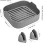 Airfryer accessories - Silicone baking dish - Hot air fryer - Baking tins - Baking paper alternative - Basket baking tin - 20 CM - including gloves and oil brush - gray - Accessories