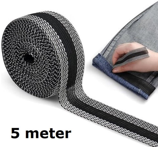 Iron-on tape - Shorten trousers - Shortening hem tape - Black - 5 meters