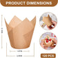 Set of 120 Paper Muffin Cups - Tulip Design - Food Grade Baking Paper - Non-Stick - High Temperature Resistant - For Wedding, Kids Birthday Party Supplies