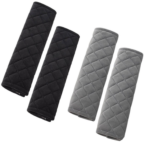 Seat Belt Covers - 4 Pieces - Seat Belt Cushion - Seat Belt Protector - Seat Belt Cover - Shoulder Covers - Car Seat Belt Cover - Shoulder Cover - Car Seat Belt Protector - Universal - Black + Gray - 27cm