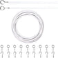 Curtain spiral wire - 10M - Curtain cable - with screw eyes and hooks - 25 sheep eye circles and 25 question mark nails - Spiral wire set - curtain cable line for clothing - Tension spring - white - Metal - for curtain rods, curtains, shower curtains