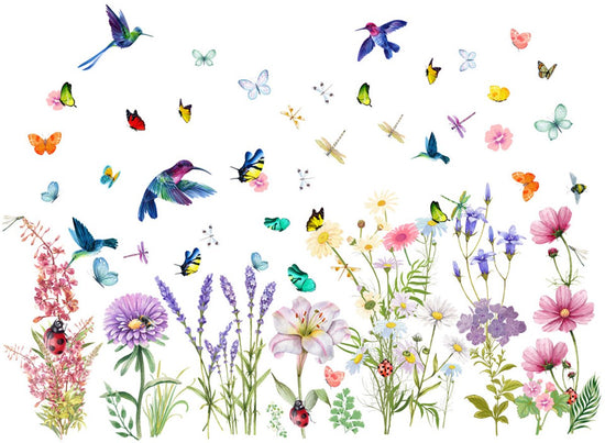 Wall sticker - Flowers/Butterfly/Bird - Reusable/Repositionable - Children&