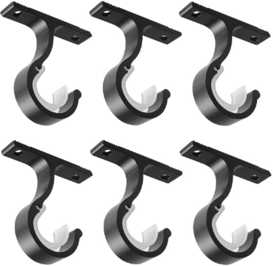 6 pieces - Curtain rod holder - curtain rod bracket - curtain rod mountings - black - 8.5cm - aluminum alloy - for ceiling and wall mounting