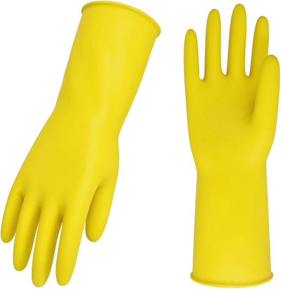Cleaning gloves - size S - 3 pairs - waterproof rubber gloves - Household gloves - Yellow - Reusable - rubber - dishwashing gloves - Non-slip