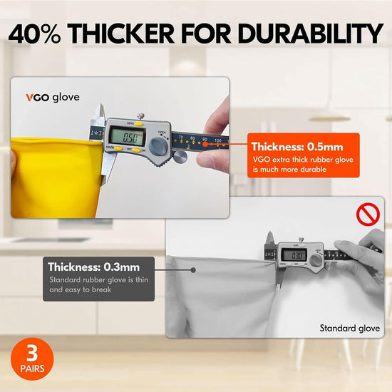 Cleaning gloves - size S - 3 pairs - waterproof rubber gloves - Household gloves - Yellow - Reusable - rubber - dishwashing gloves - Non-slip