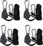 4 pieces/2 pairs - Rope ratchet - ratchet - internal gear ratchet - tow hook with carabiner - Rope ratchet hanger set - lifting device - 2m long - 150 lbs - black - for indoor plants, lighting and ventilation