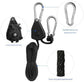 4 pieces/2 pairs - Rope ratchet - ratchet - internal gear ratchet - tow hook with carabiner - Rope ratchet hanger set - lifting device - 2m long - 150 lbs - black - for indoor plants, lighting and ventilation
