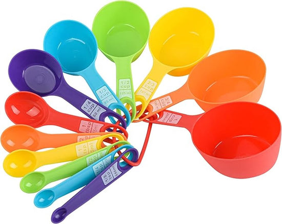 12-Piece Measuring Spoon Set - Measuring Spoons - Colorful - Measuring Cups - PP - Measuring Scoops & Cups - Kitchen Baking Utensils Coffee Spoon - Plastic Measuring Spoons and Cups - 20*9.5*8.5cm