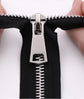 Zipper - Pack of 2 - Two-way zipper - Double slider - Divisible - Silver teeth - Black, silver - No. 5 70 cm - For jackets and coats