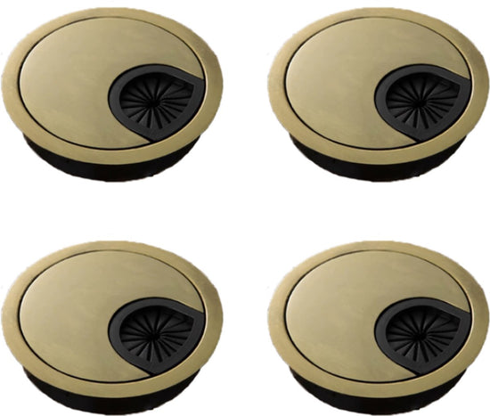 4 Pieces - Cable Organizer - Ø 60mm - Cable Management for Desks - End Caps for Desks - Metal Cable Grommet for Computer Desk - Metal - Bronze