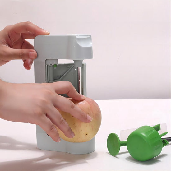 Vegetable Slicer - Spiral Slicer - Kitchen Slicer - Plastic - 22.5*10.5*5.5cm - Light Gray, Green
