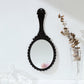 Hand Mirror with Handle - Make-up Mirror - Make-up Mirror - Oval Mirror - Travel Mirror - 12 x 10 cm Mirror Surface - Shaving Mirror - Hairdressing Mirror - Black - Plastic Handle