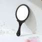 Hand Mirror with Handle - Make-up Mirror - Make-up Mirror - Oval Mirror - Travel Mirror - 12 x 10 cm Mirror Surface - Shaving Mirror - Hairdressing Mirror - Black - Plastic Handle