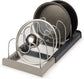 Adjustable Pot Rack - Storage Rack for 7 Pots and Pans - Kitchen Cabinet Organizer Standing - HIP+304 Stainless Steel - Black