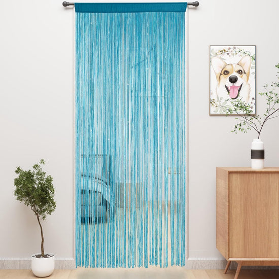 Door curtain - Fly curtain - Door screen - Glitter mosquito net - Anti-fly door curtain - 100 x 200 cm - With silver thread - Polyester - Blue - Decorative curtain - Mosquito net