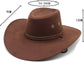 Beanie - Hat - Cowboy Hat - Hunter Hat - Polyester - Brown - 56-58 cm Head Circumference - Unisex - Wide Brim Hat