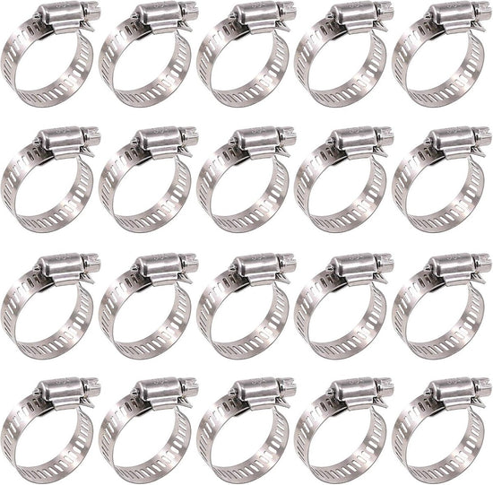 20 pieces - Hose clamp set - hose clamps - 10-16 mm - Clamp set for the garden hose, drain hose or shower hose - silver - stainless steel