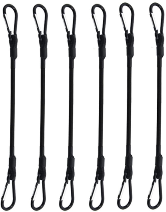 pieces - Elastic with carabiner - Rope Length 30 CM - black - Rope Diameter 6MM - Polypropylene yarn + latex silk - For securing sails, luggage, tents and bicycles