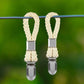 Towel hooks - 10 pieces - Tea towel hooks - Towel clips - Iron and cotton rope - beige and silver - 2.3x11.5cm - for hanging tea towels, beach towels, bath towels