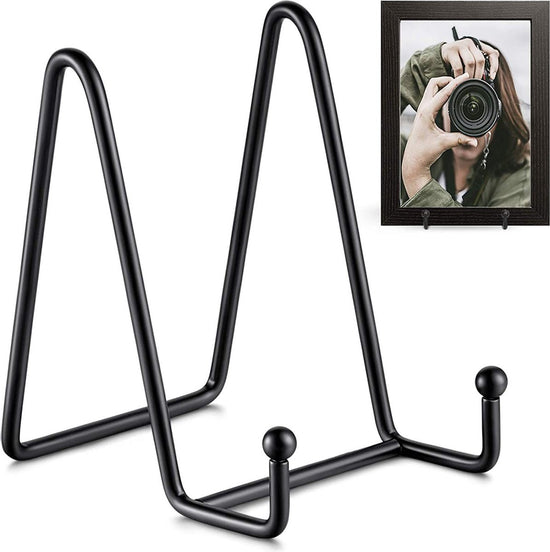 Plate stand - Photo frame stand - 18.5x10.5 cm (10 inch) - Holder - Decorative plates - Black - Display - Books - Hanger - Rack - Kitchen cabinet