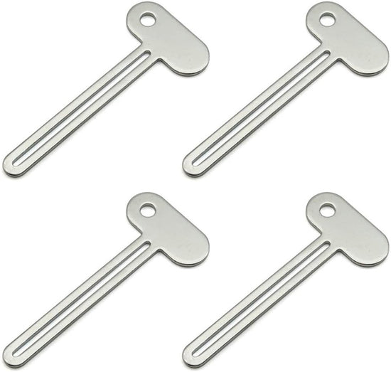 Toothpaste Squeezer - 4 pieces - Tube Squeezer - Stainless steel - silver - key-shaped - Environmentally friendly - Ergonomic design - Suitable for toothpaste, creams, gels