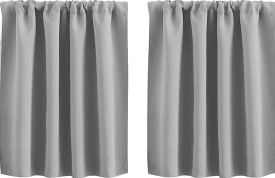 2 pieces - Curtain - Small window curtains - for bedroom kitchen cupboard child basement camper curtains - 76*60cm - Light gray - Blackout curtain - Polyester