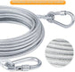 Dog leash cable - 5mm * 3m - stainless steel - silver - dog chains - with double fastening stainless steel buckle - camping accessories - dog game ground stake - heavy-duty dog chain - exhaust leash for animals