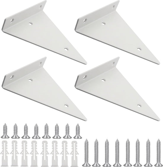 Wall shelf brackets - 4 pieces - shelf brackets - brackets - iron - white - 140 x 130 x 27 mm - multifunctional - wall mounted - heavy - invisible - for wall mounting hidden wooden shelf