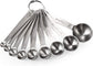 Measuring Spoons Set - 9 Pieces - Measuring Spoons Cups - BPA Free - Measuring Spoons - Measuring Spoons - Gram & ML Weighing - Measuring Spoons - Measuring Cups Spoons - Measuring Spoons - Stainless Steel - Silver - 15ml / 7.5ml / 5ml / 3.75ml / 2.5ml /