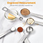 Measuring Spoons Set - 9 Pieces - Measuring Spoons Cups - BPA Free - Measuring Spoons - Measuring Spoons - Gram & ML Weighing - Measuring Spoons - Measuring Cups Spoons - Measuring Spoons - Stainless Steel - Silver - 15ml / 7.5ml / 5ml / 3.75ml / 2.5ml /